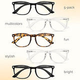 CCVOO 5 Pack Reading Glasses Blue Light Blocking Women/Men, Anti UV Ray/Glare Readers Fashion Eyeglasses with Spring Hinge( NEW, OPEN BOX)