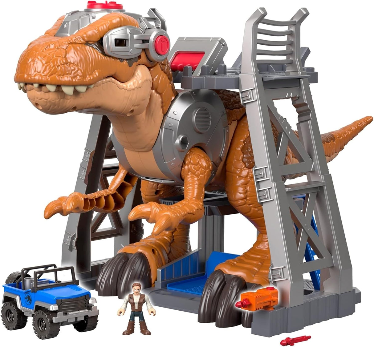 Fisher-Price Imaginext Jurassic World Dinosaur Toy, T. rex with Lights & Owen Grady Figure, Preschool Kids Ages 3+ Years