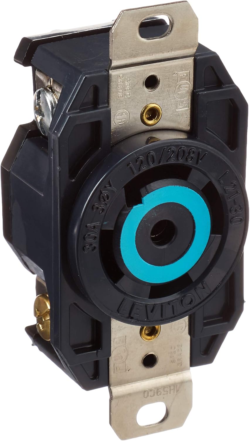 Leviton 30 Amp, 120/208 Volt- 3PY, Flush Mounting Locking Receptacle - Black - 2810