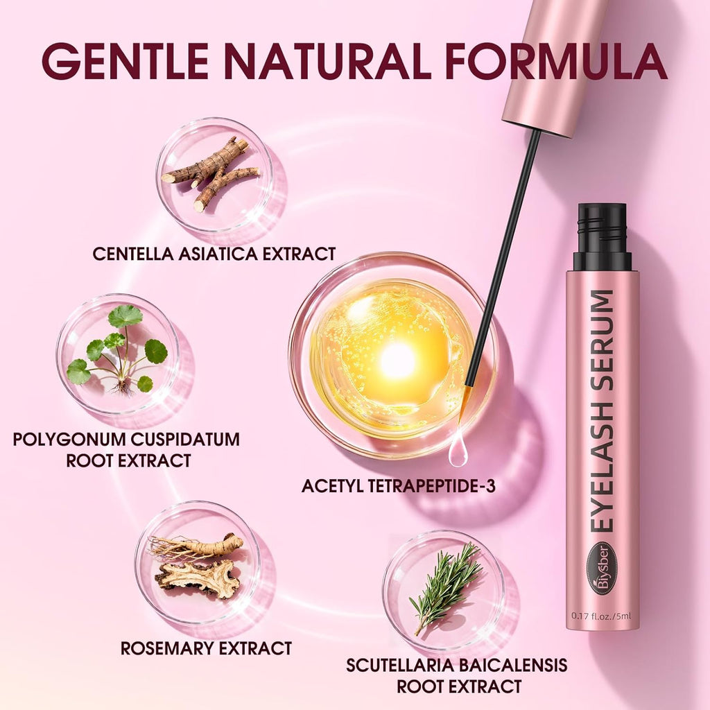 Lash Serum for Eyelash Growth: Rapid Eyelash Growth Serum with Advanced Formula for Longer, Thicker, Fuller Looking Lashes (Pink, 5 ML)