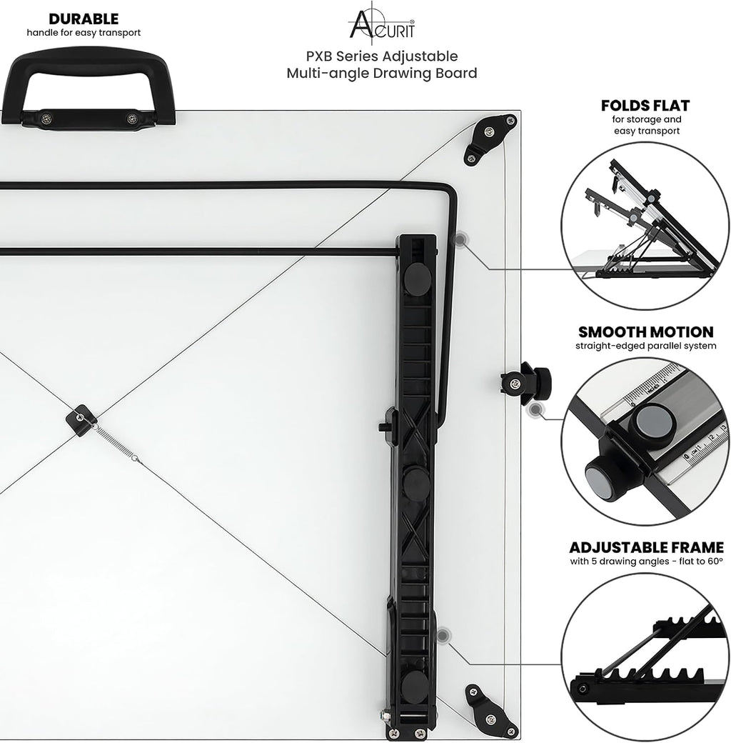 Acurit Multi-Angled 16"x21" PXB Drawing Board with Parallel Motion Bar