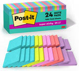 Post-it Super Sticky Notes, 24 Sticky Note Pads, 3 x 3 in, Supernova Neons Collection