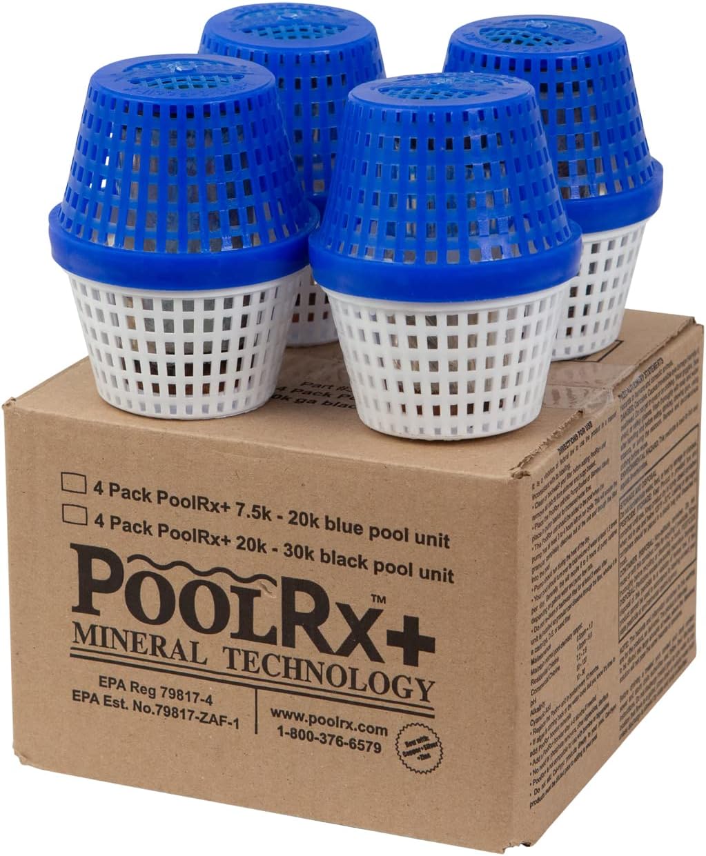PoolRX+ Pool Unit 7.5k-20k gallons (4-Pack), Blue