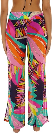 Trina Turk Women's Paralia Mesh Pants, Casual, Wide Leg, Beach Cover Ups for Women Size: L
