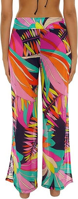 Trina Turk Women's Paralia Mesh Pants, Casual, Wide Leg, Beach Cover Ups for Women Size: L