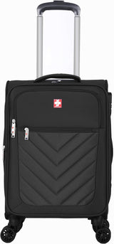 Swiss Traveller Spinner Luggage Suitcase - Soft Side Luggages - Black - 24in