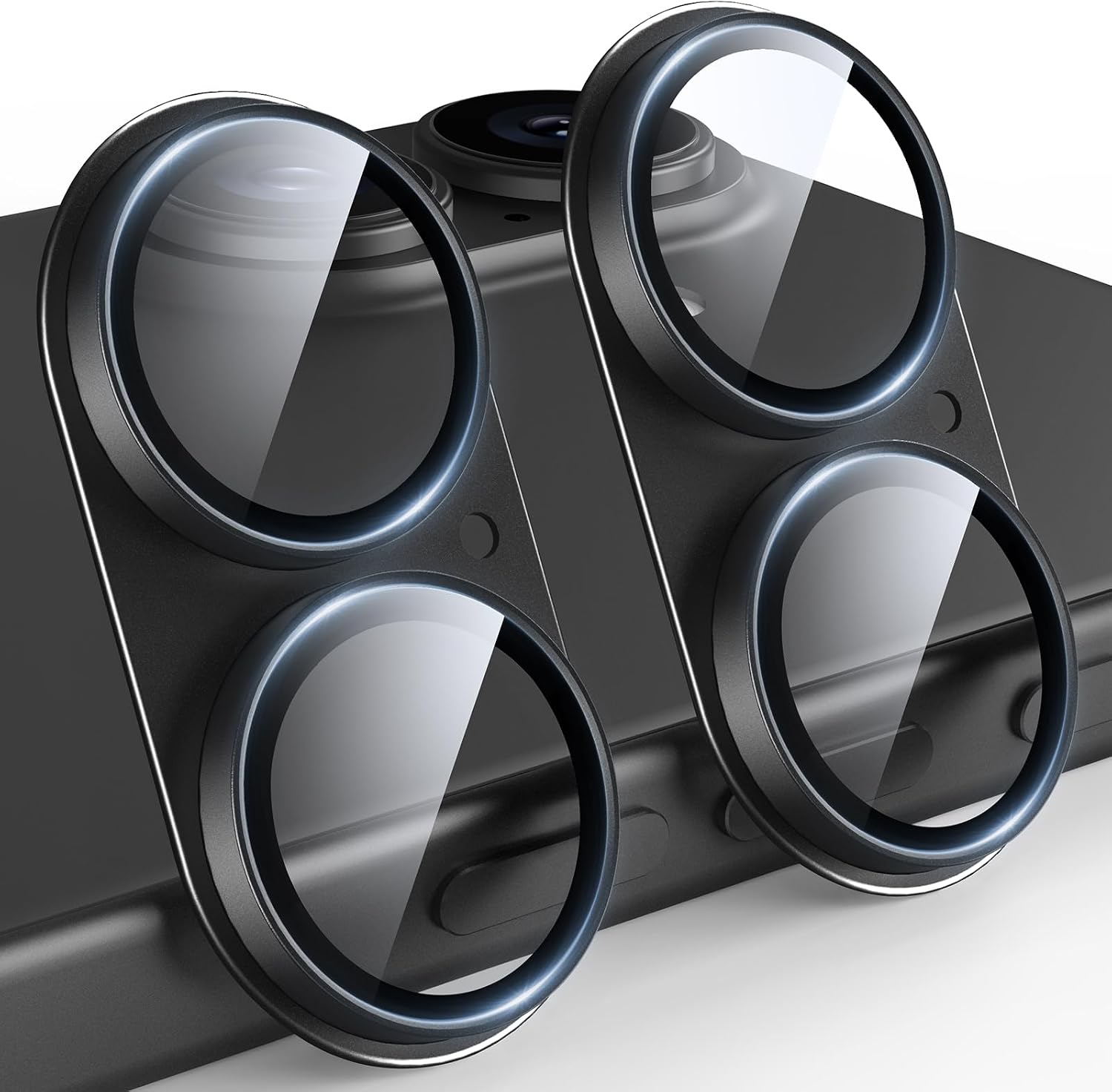 TAURI 2 Pack for iPhone 16/iPhone 16 Plus Camera Lens Protector - Black