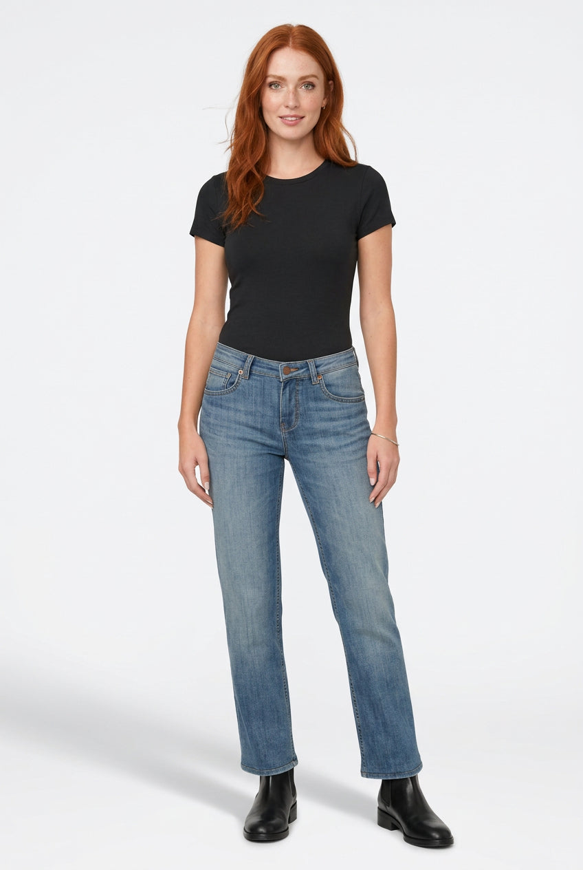 DUER Women's Performance Denim Mid Rise Straight Jean  28W x 28L