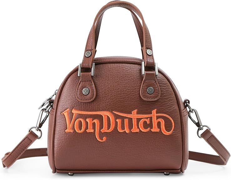 Von Dutch Bowling Bag Purse, Small Bag Crossbody Strap and Top Handles