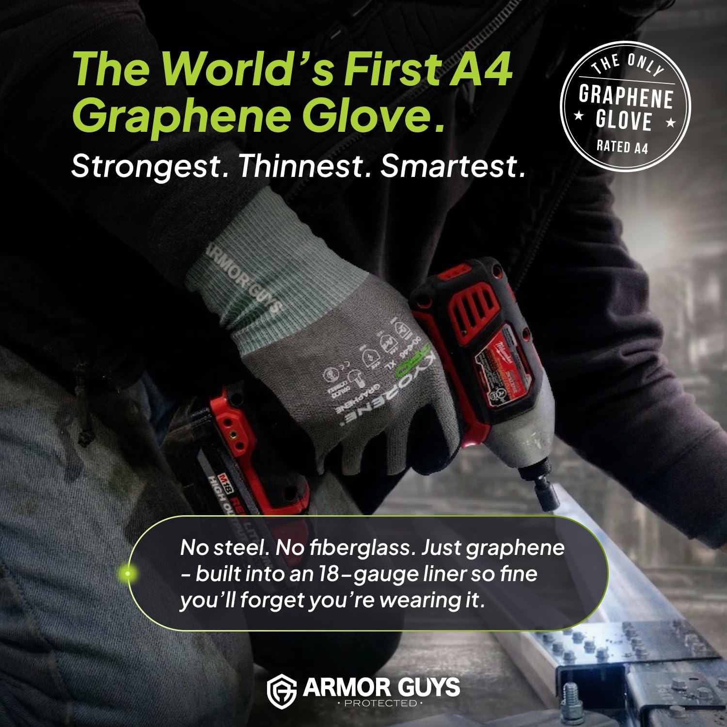 Armor Guys 00-840 Cut Resistant Work Gloves, ANSI A4, Medium, 1 Pair