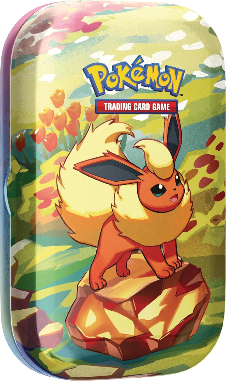 Pokémon TCG: Scarlet & Violet—Prismatic Evolutions Mini Tin – Flareon (2 Booster Packs & 1 Coin)