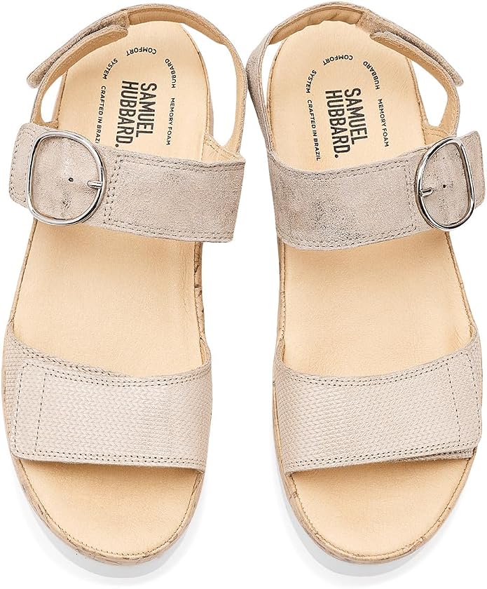 Samuel Hubbard Women's Portola Two-Strap Size:10.5M Color: Textured Pearl Leather