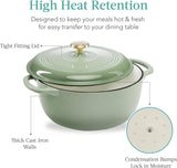 Best Choice Products 6 Quart Enamel Cast-Iron Round Dutch Oven, Family Style Heavy-Duty Pre-Seasoned Cookware for Home, Kitchen, Dining Room, Oven Safe w/Lid, Dual Handles - Sage Green