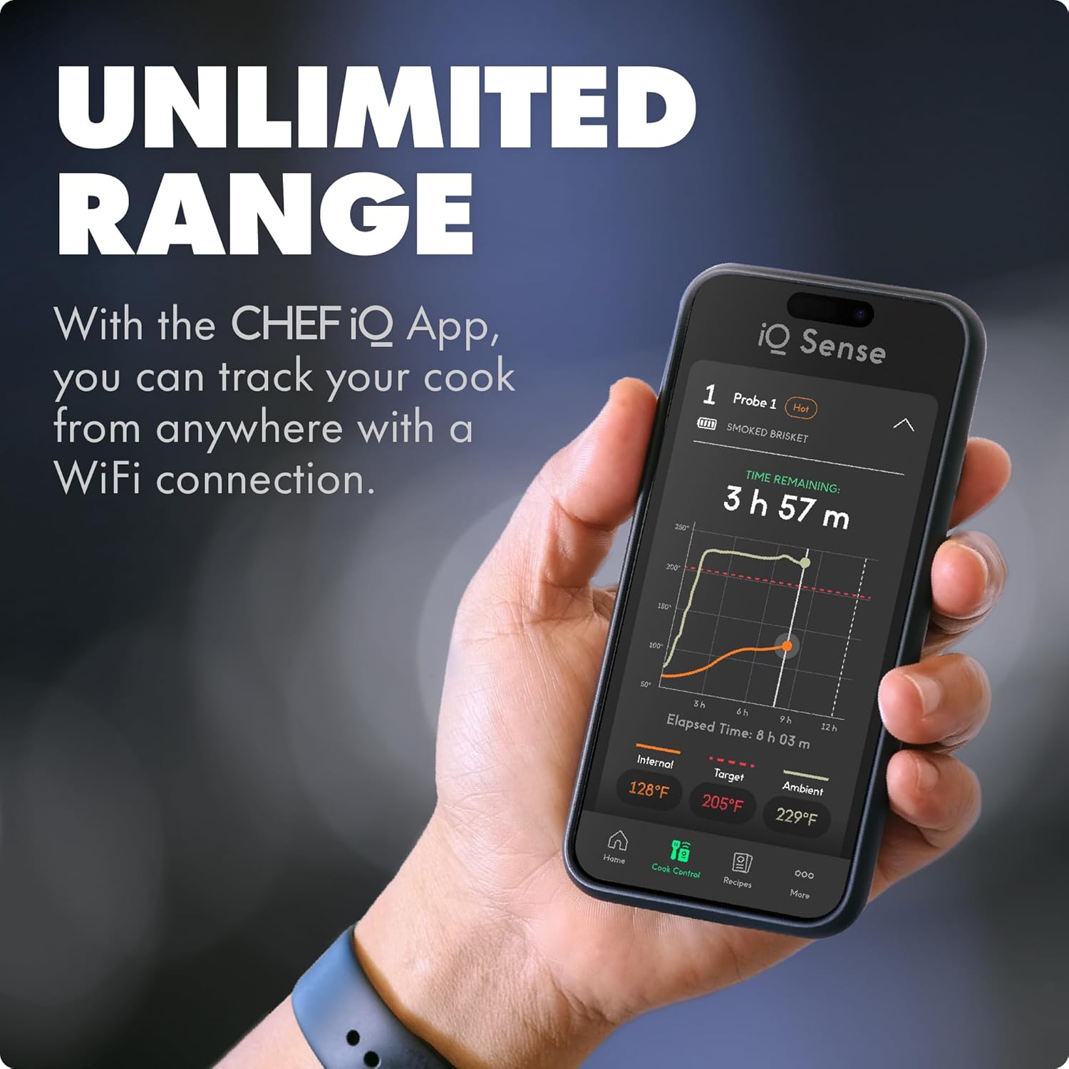 CHEF iQ Sense | Smart Wireless Meat Thermometer | 2 Ultra-Thin Probes | WiFi Unlimited Range | 1000°F Heat Safe | 5 Sensors
