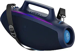 Skullcandy Barrel Bluetooth Boombox Speaker – Water-Resistant Wireless Portable Speaker, with LED Lightshow Mode, 12 Hour Battery, Multi-Link, & USB-C & USB-A Output Charging