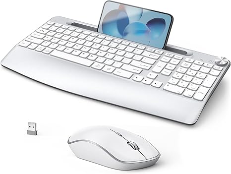 Joyaccess ergonomic wireless keyboard & mouse combo gold & white