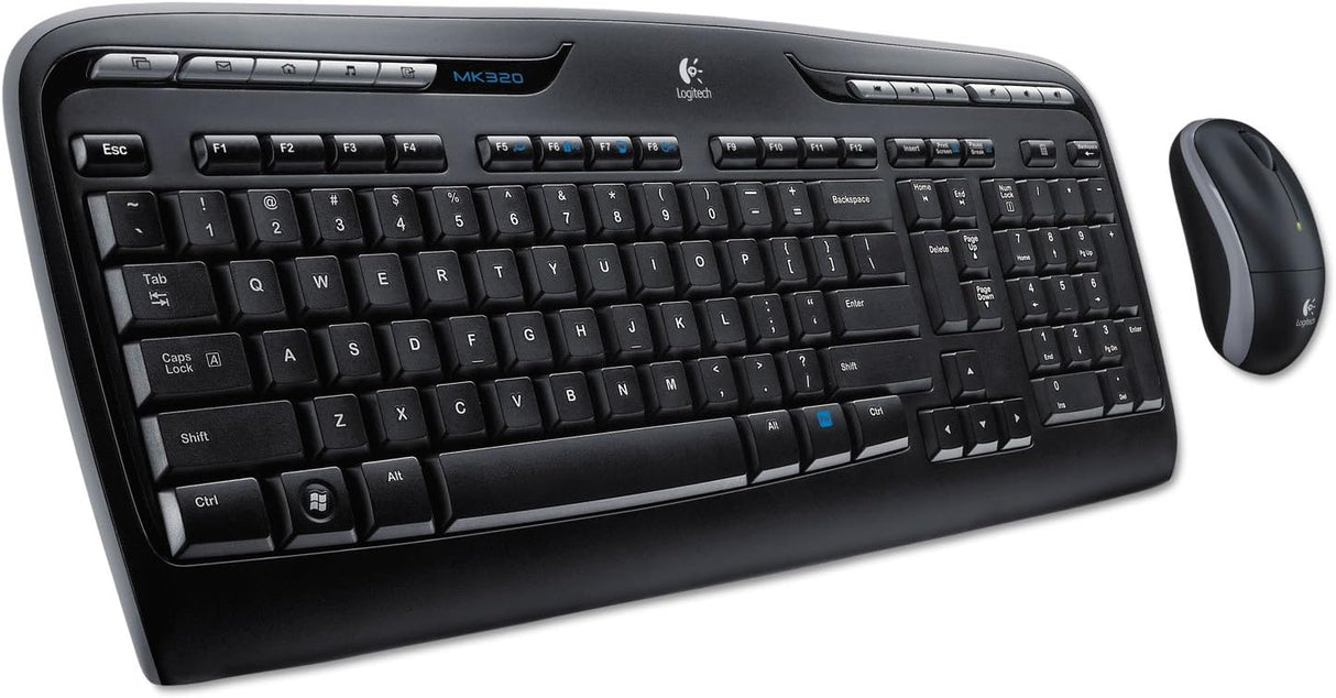 Logitech 920002836 MK320 Wireless Desktop Set, Keyboard/Mouse, USB, Black