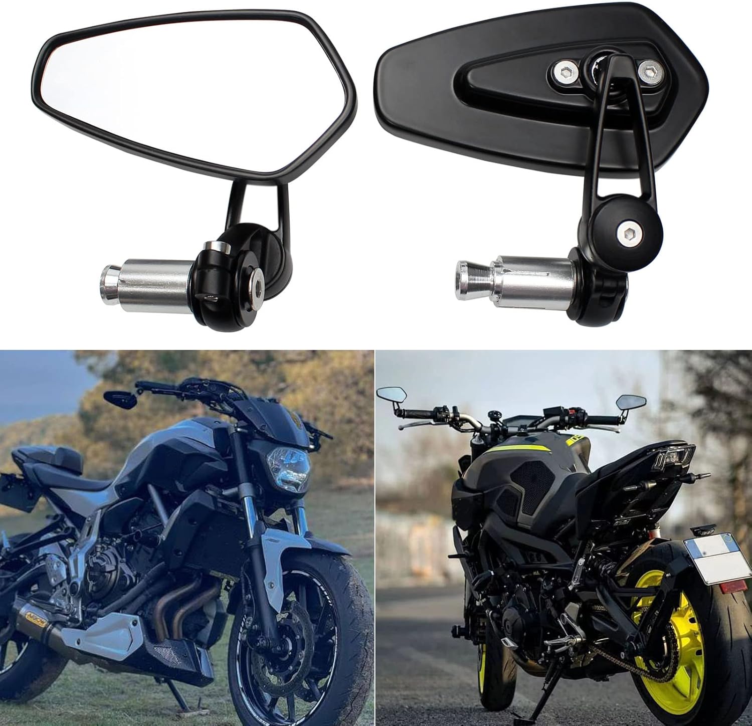 Black Handlebar End Mirror Motorcycle 7/8 Inch 22 mm Handlebar Mirror Rear View Mirror