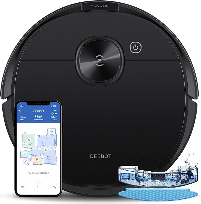 ECOVACS Deebot N8 Pro Robot Vacuum and Mop, Strong 2600Pa Suction, Laser Based LiDAR Navigation, Smart Obstacle Detection, Multi-Floor Mapping, Fully Customized Cleaning, Self Empty Station Compatible