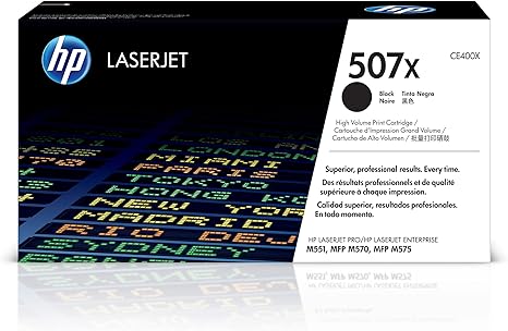 HP 507X Black High-yield Toner Cartridge | Works with HP LaserJet Enterprise 500 color M551, HP LaserJet Enterprise 500 color MFP M575, HP LaserJet Pro 500 color MFP M570 Series | CE400X