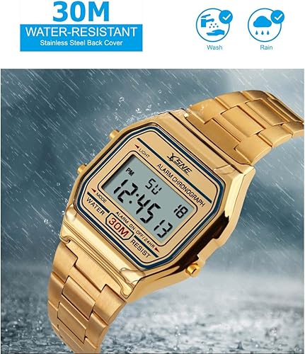 Digital Sports Watch Men's Women Water-Resistant Outdoor Gold 1123 (OPEN BOX)