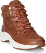 Lauren by Ralph Lauren Women's Rylee Leather Sneaker - Whiskey/Deep Saddle Tan - Size 9B