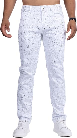 Barabas Men's Rhinestone Casual Denim Stretch Jeans 5JES03 (Size 34)