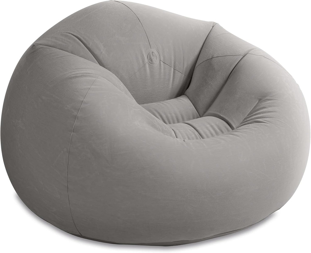 INTEX 68579EP Beanless Bag Inflatable Lounge Chair: Corduroy Textured Flocking – Durable Vinyl – Folds Compactly – 220lb