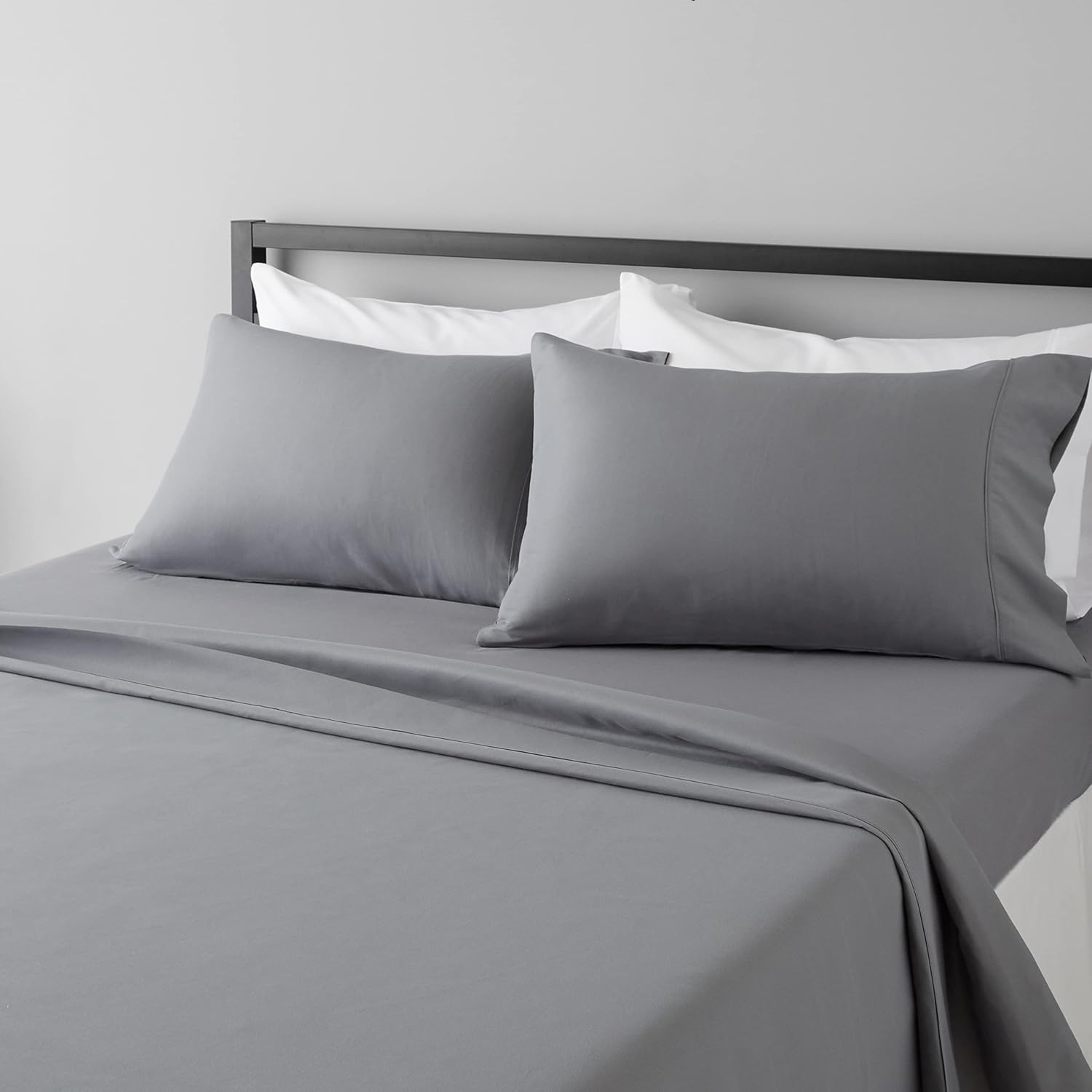 Amazon Basics Lightweight Super Soft Easy Care Breathable Microfiber 4 Piece Bed Sheets Set with 14-Inch Deep Pockets, Twin XL, Dark Grey, Solid (Copy)