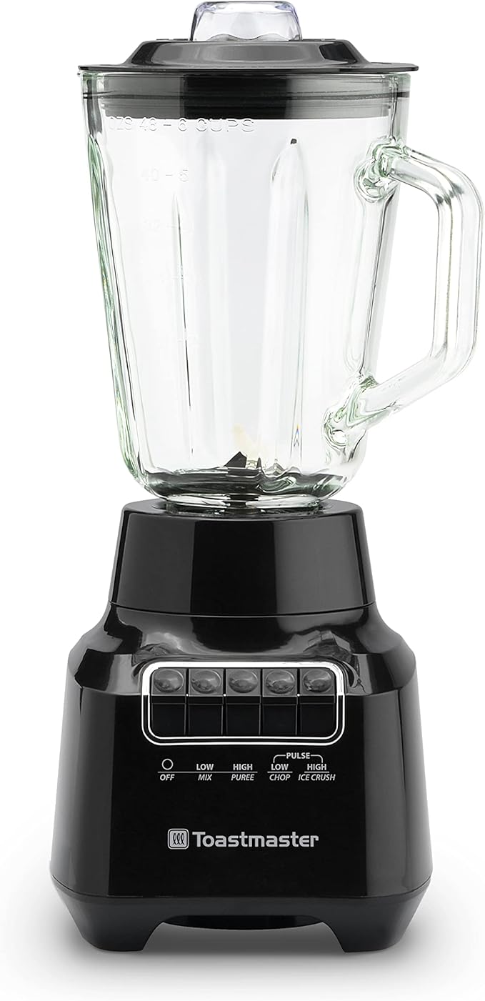 Toastmaster 400 Watt Blender with 48 oz Glass Jar, Black, TM-400BL