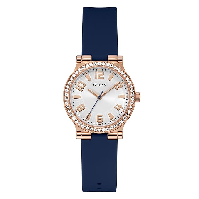 Guess Women's Fawn Blue Rose Gold Tone Analog Watch