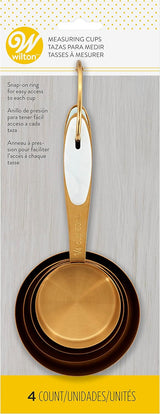 Wilton Gold Measuring Cups - Add This Essential Tool Set to Your Kitchen for Measuring Dry Ingredients, Key Ring for Easy Storage and Organization, Set of 4