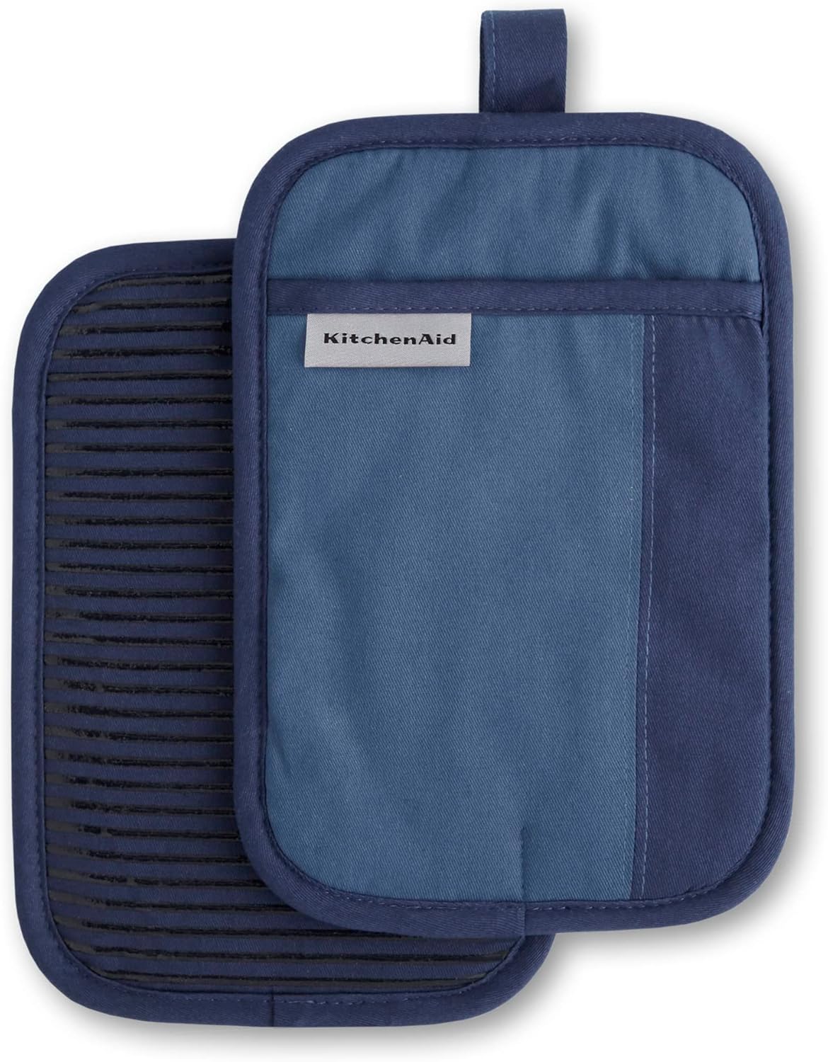 KitchenAid Beacon Two-Tone Non-Slip Pot Holder Set, Navy/Ink, 7"x10", 2 Piece