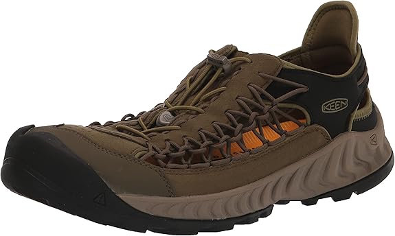 KEEN Men's Uneek Nxis Breathable Lightweight Open Easy on Hiking Sneakers (Dark Olive/olive Drab) Size 11