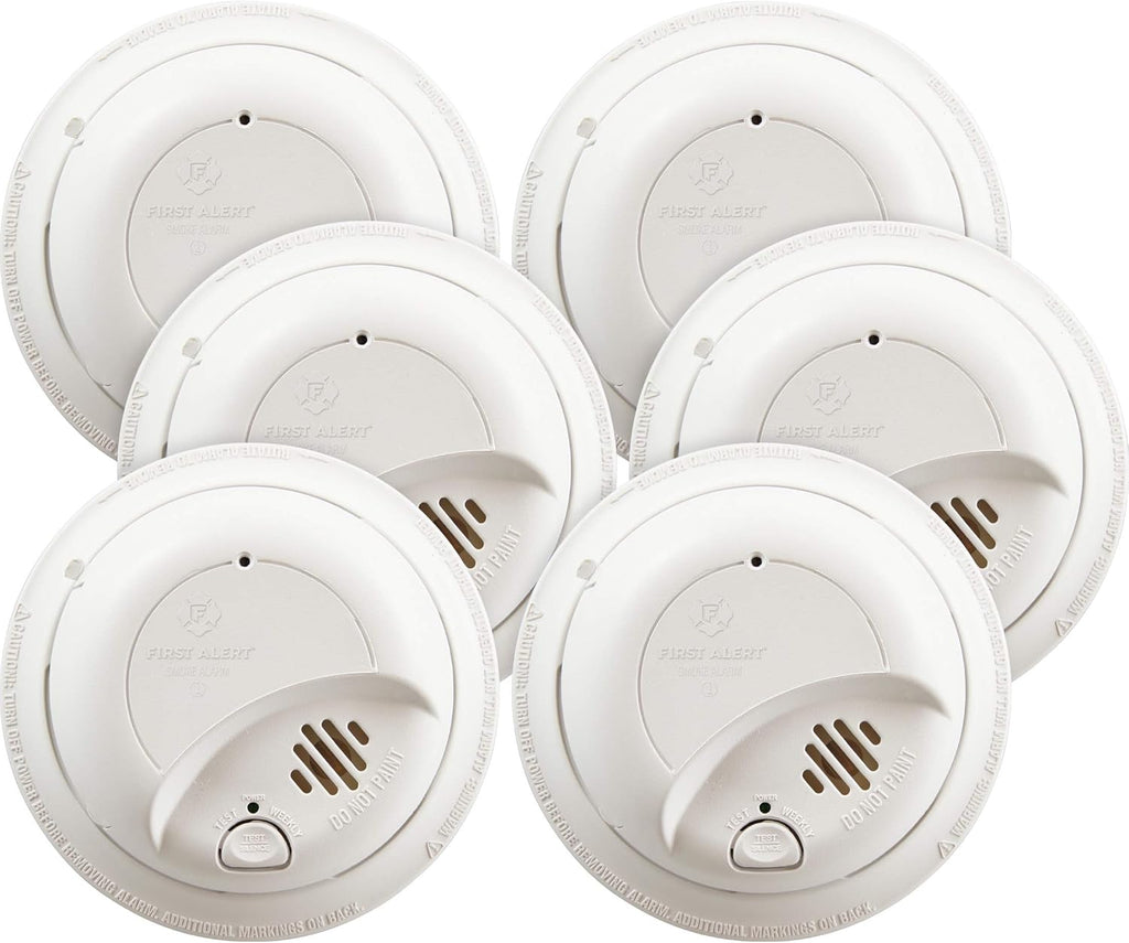 First Alert BRK SMI100-AC Hardwired Smoke Detector with Battery Backup - 6-Pack