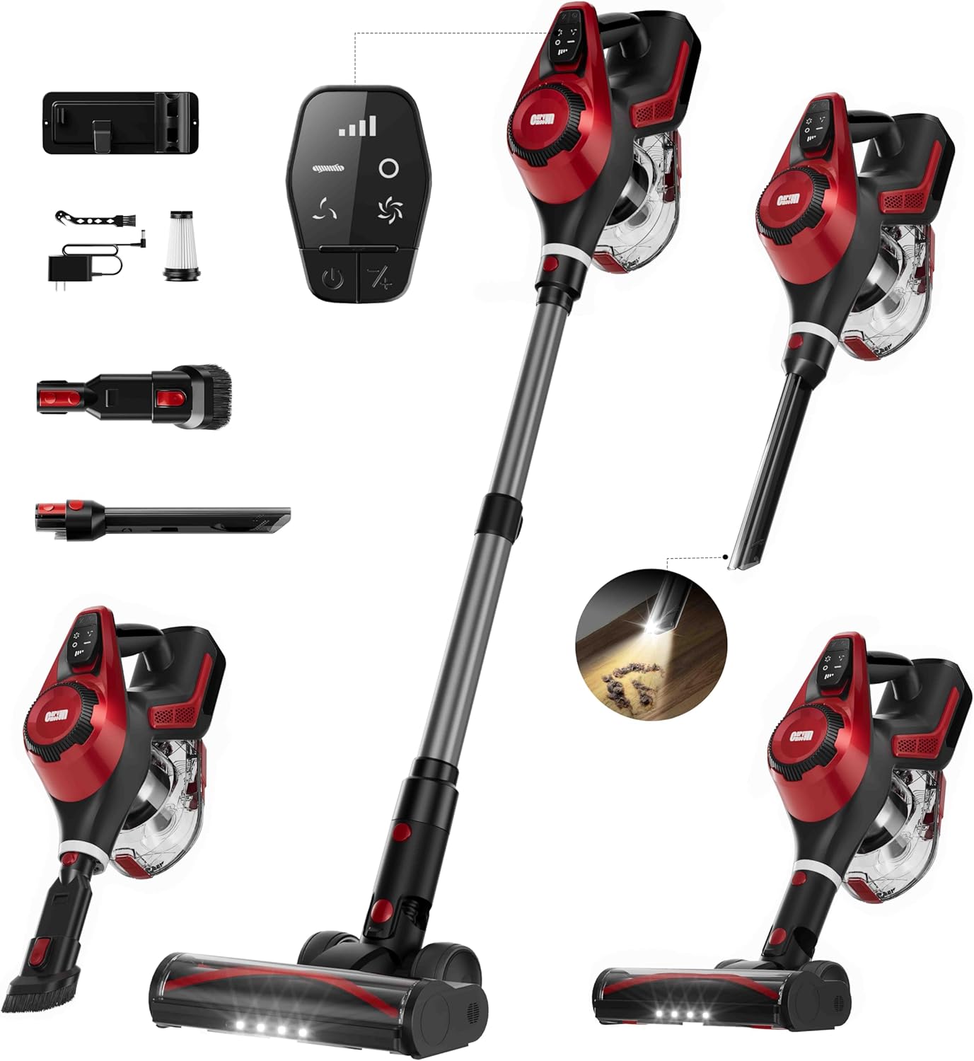 Curvymoontech - DB5 Cordless Vacuum Cleaner, 30Kpa Home Stick Vacuum, Smart Display & 1.5L Dust Cup, 55mins Max Runtime
