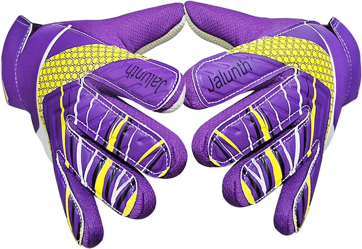 Jalunth Goalkeeper Goalie Soccer Gloves Kids Youth Goal Keeper Field Player Glove Boys Girls Embossed Anti-Slip Latex Palm Soft Pu Hand Back (New Open Box)