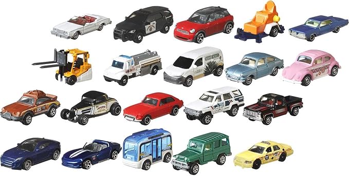 Matchbox Toy Cars or Trucks 20-Pack, Variety Set of 20 Die-Cast 1:64 Scale Cars, Buses, Fire, Construction or Police Vehicles (Styles May Vary)(New Open Box)