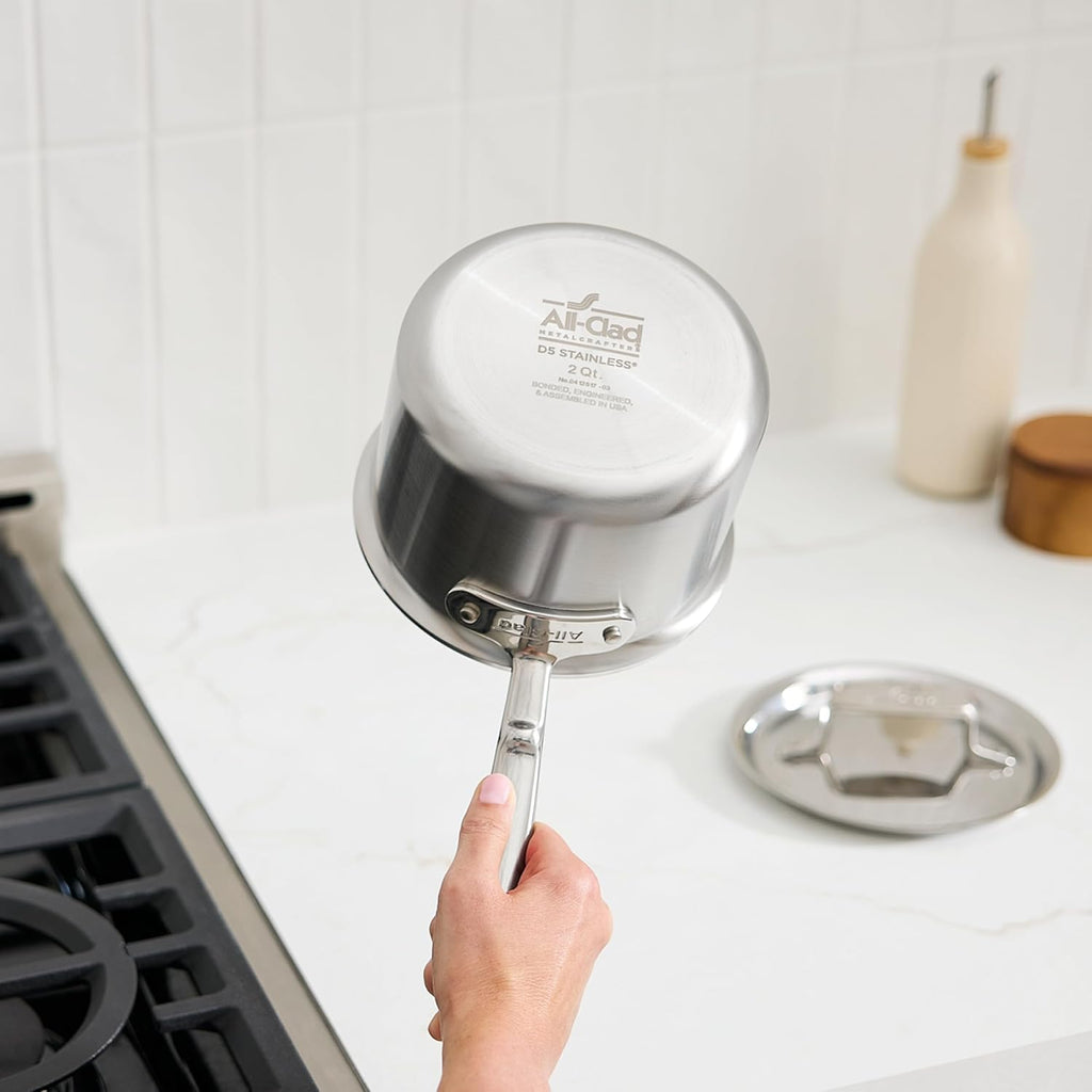 All-Clad D5 Stainless Steel 2 Qt Sauce Pan with Lid, Made in the USA