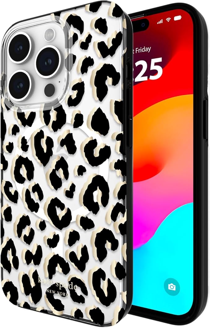 Kate Spade New York Apple iPhone 15 Pro Protective Case with MagSafe - City Leopard (New)