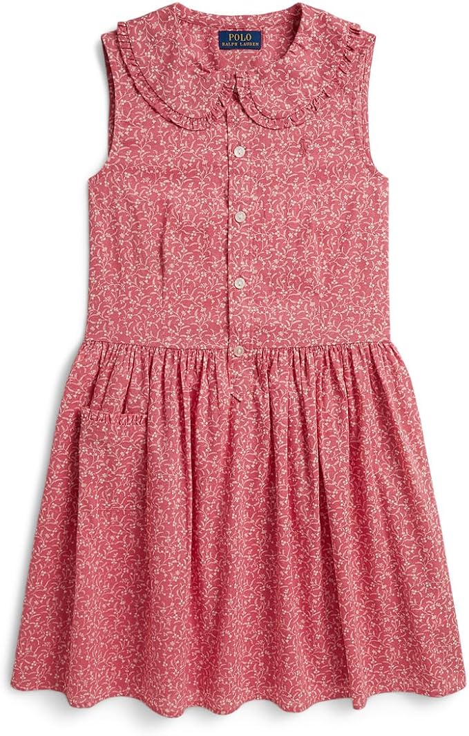 Polo Ralph Lauren Kids Floral Cotton Shirtdress (Big Kid) - Prolyn Floral Pink - Size 8