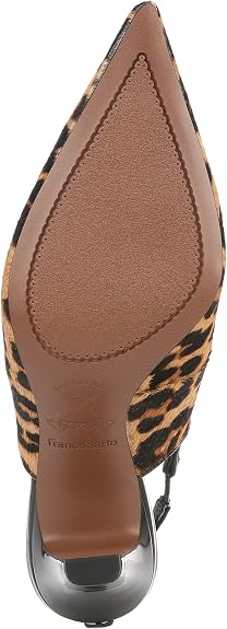 Franco Sarto Women's Sorrento Pointed Toe Slingback Pump - Camel Brown Animal Print - Size 10 M