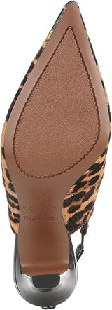 Franco Sarto Women's Sorrento Pointed Toe Slingback Pump - Camel Brown Animal Print - Size 10 M