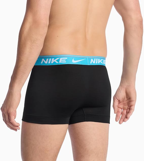 Nike Men's Underwear Ultra Comfort Trunks (3-Pack) Color: Black - Baltic Blue/ Lt Chocolate/ Fusion Red WB Size Small
