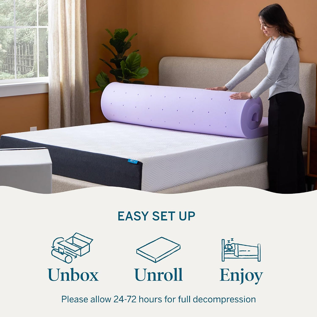 Lucid 3" Lavender Memory Foam Mattress Topper - Twin XL