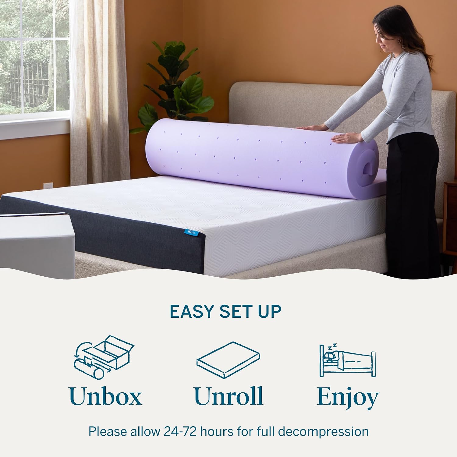 Lucid 3" Lavender Memory Foam Mattress Topper - Twin XL