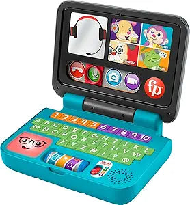 Fisher-Price Baby & Toddler Toy Laugh & Learn Let’s Connect Laptop Pretend Computer with Smart Stages for Infants Ages 6+ Months