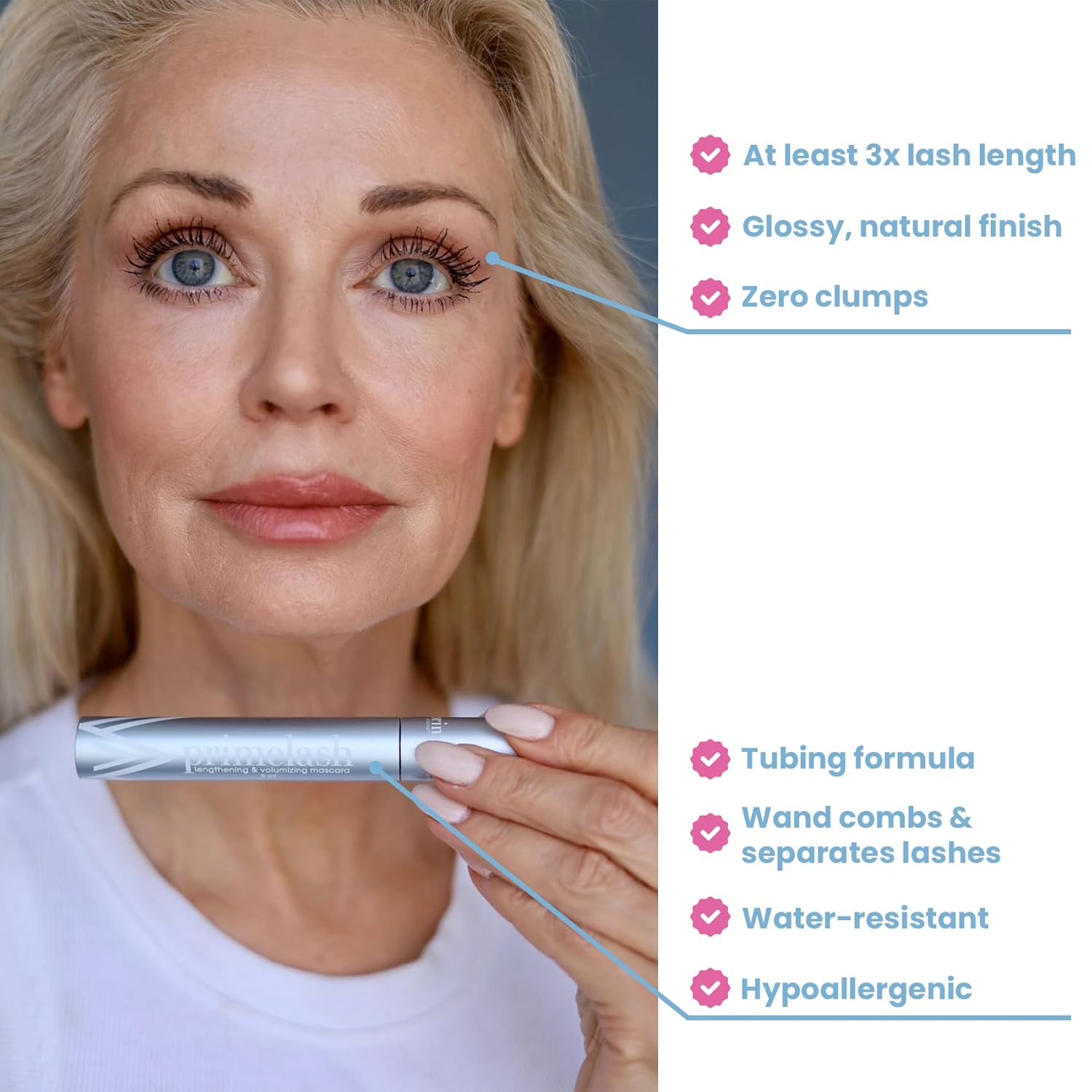 Prime Prometics PrimeLash Mascara for Older Woman (Emerald) | Volumizing, Incredible Length in 2 Coats, Long-Stay, Zero Clumps, Hypoallergenic