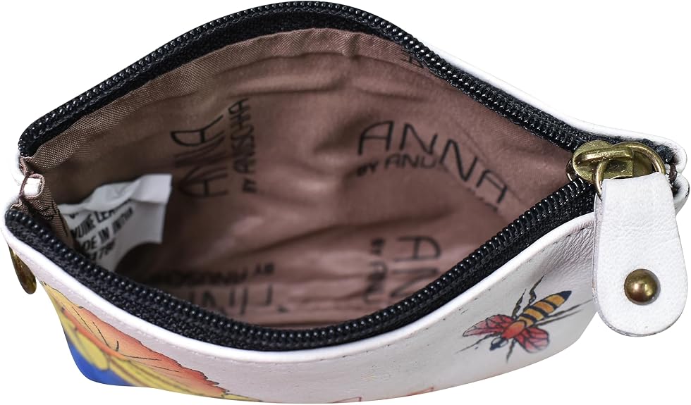 Anna by Anuschka Women's Hand Painted Leather Coin Pouch Purse - Floral Melody