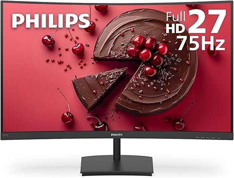 PHILIPS 271E1SCA Curved 27 inch Full HD (1920 x 1080) Monitor, 1500R, HDMI x1, VGA x1, AMD FreeSync, Built-in Speakers, LowBlue Mode, VESA Compatible, 4 Year Advance Replacement Warranty